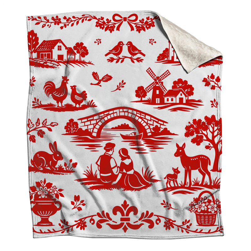 Couvertures pastorales rouges, L 50 po x H 60 po