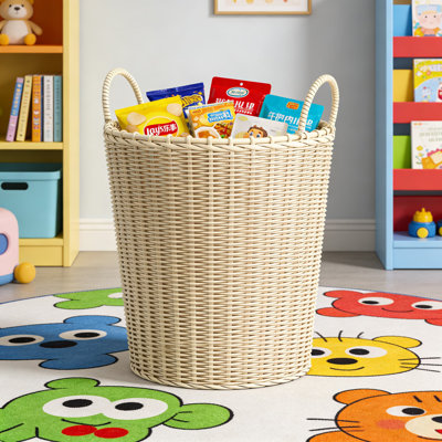 Panier à linge 34 cm, 2 pièces, grande capacité, tissé à la main avec une large ouverture pour un accès facile, durable et lavable pour le rangement de la chambre à coucher, de la salle de bain et du salon
