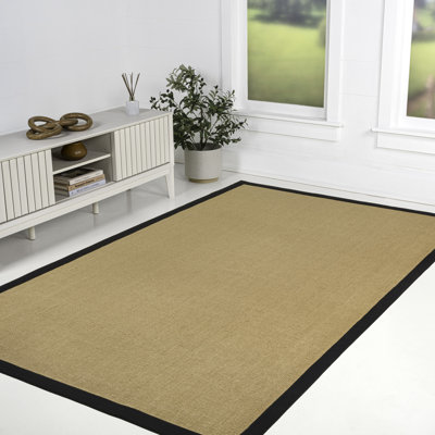 Tapis en jute naturel / noir Locklin Farmhouse Cottage