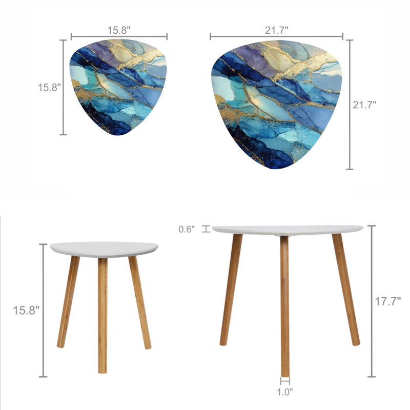 Ensemble de 2 tables basses gigognes Triangle, Ocean Blue