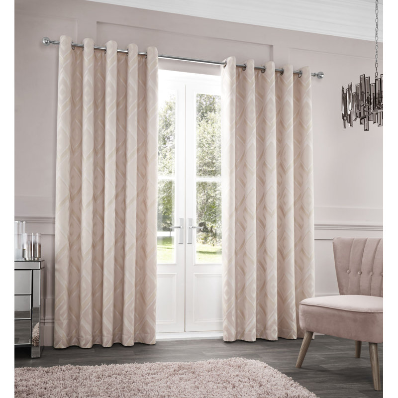 Myles Jacquard Eyelet Room Darkening Thermal Curtains, 229 W x 229 D cm