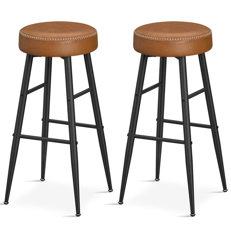 Ide Upholstered Counter Stool with Metal Frame, Caramel Brown, 76.2cm