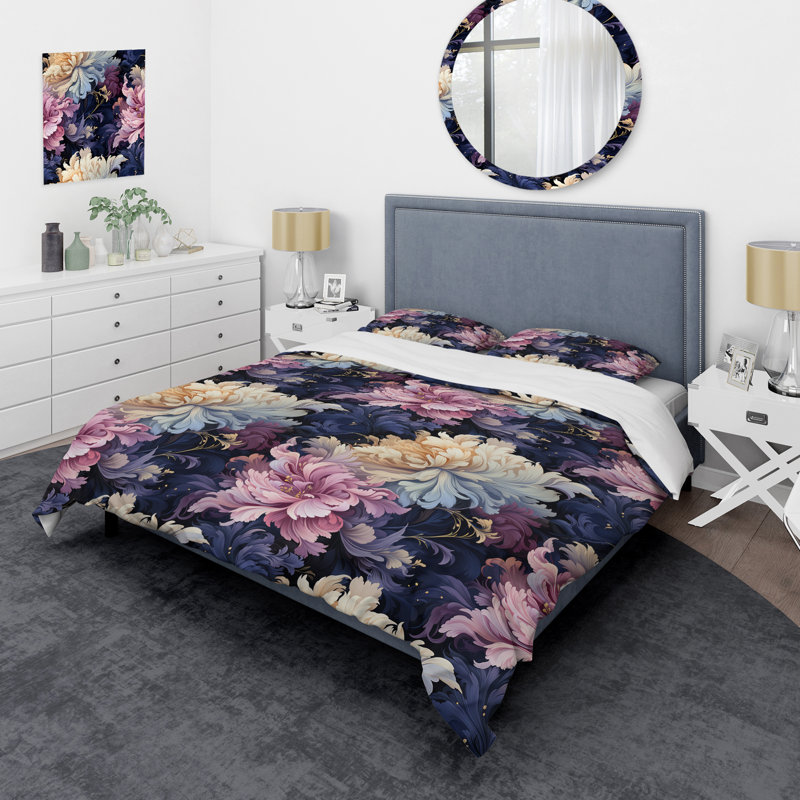 Ensemble de housse de couette Celestial Damask Mirage I - Damask, Housse de couette pour grand lit et 2 taies décor