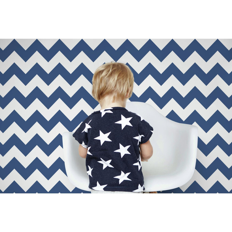 Rouleau de papier peint à chevron l 33 pi x l 20,5 po, Bleu marine