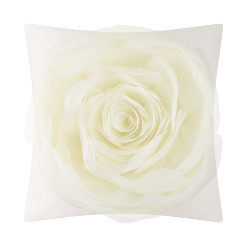 Housse de coussin décoratif décorative 3D Rose Flower Design18 x 18 pouces, Blanc