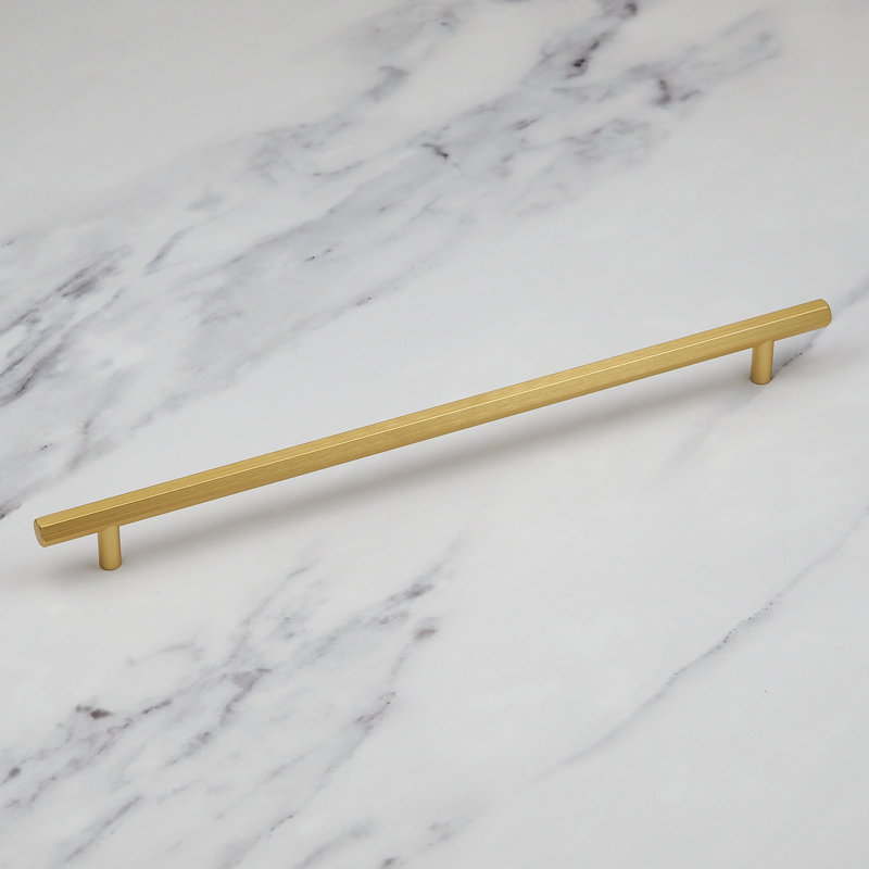 Hexagonal T-Bar Handles in Multiple Finishes, Brushed Brass, 320mm Handle