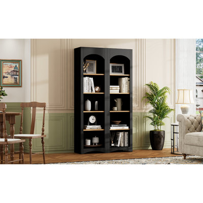 Paire de bibliothèques, 2 armoires, noir avec tablettes réglables pour dortoir, 2 paires d'armoires, style rétro