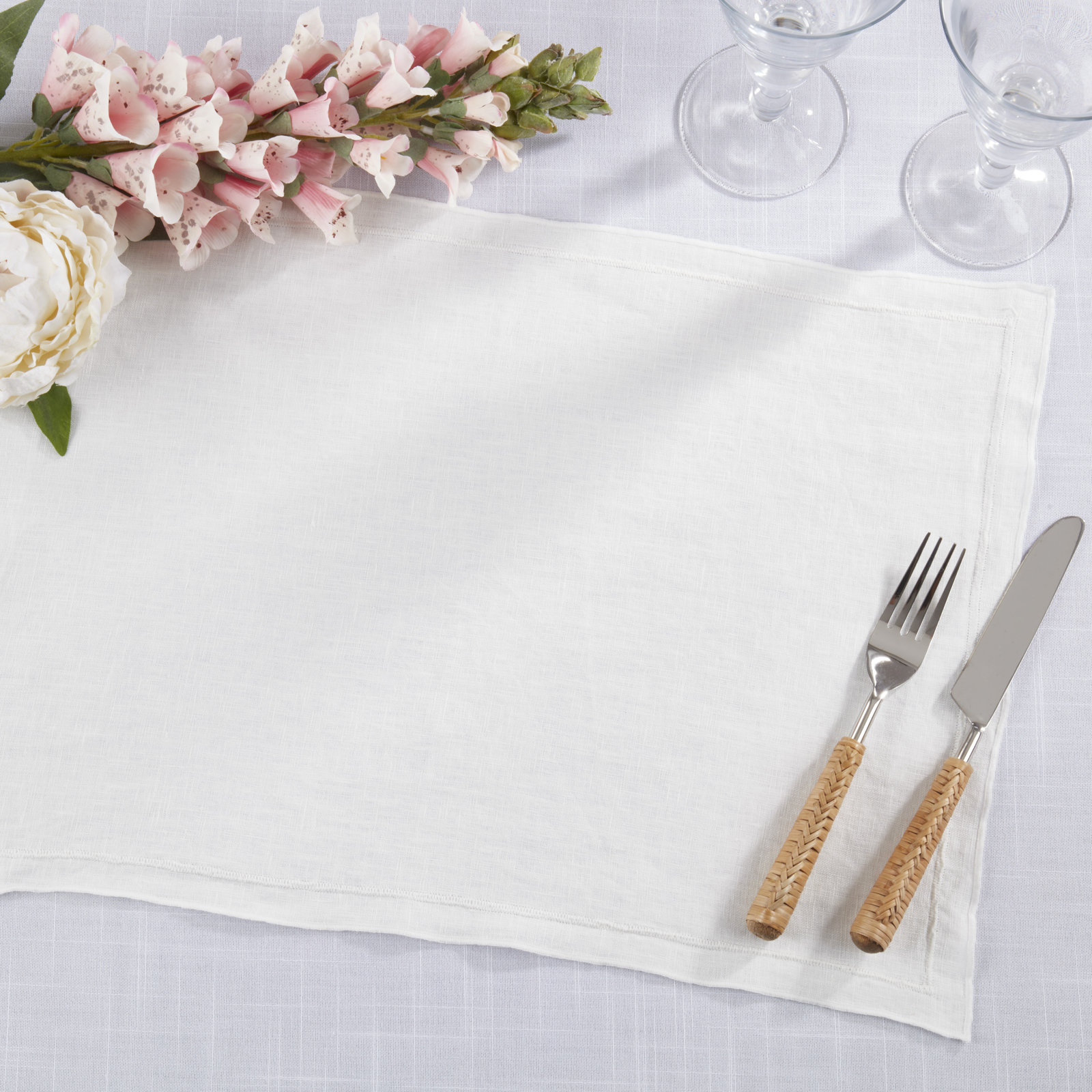 Stonewashed Linen Placemat, Ivory