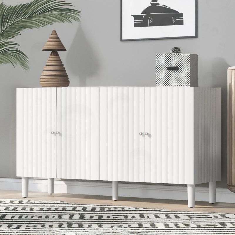 Storage Sideboard with 4 Door, White