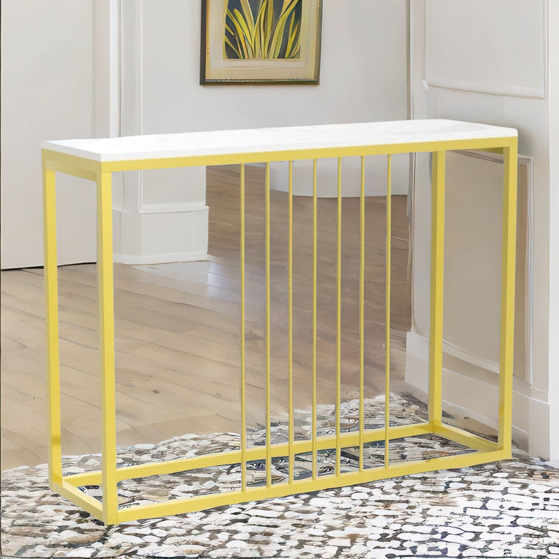 Marble Console Table Hallway Entryway Furniture, White/Gold