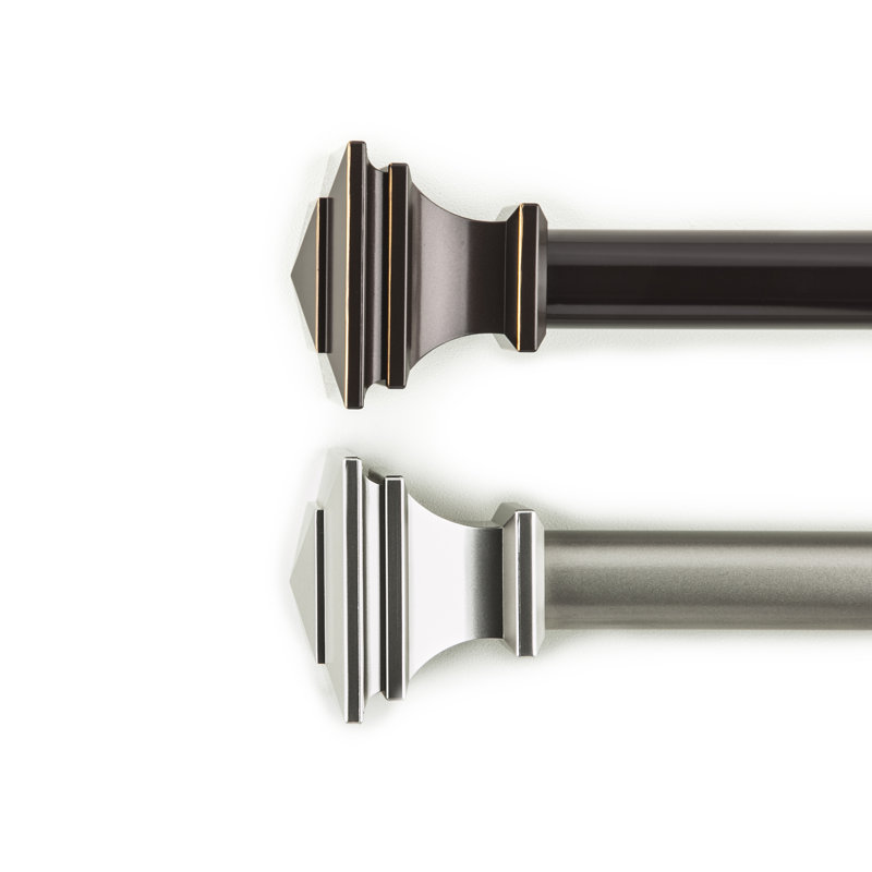 Andrew Steel Adjustable Single Curtain Pole, 72" - 144", Nickel