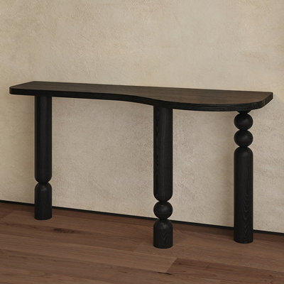 Retro Nut-Brown Solid Wood Console Table