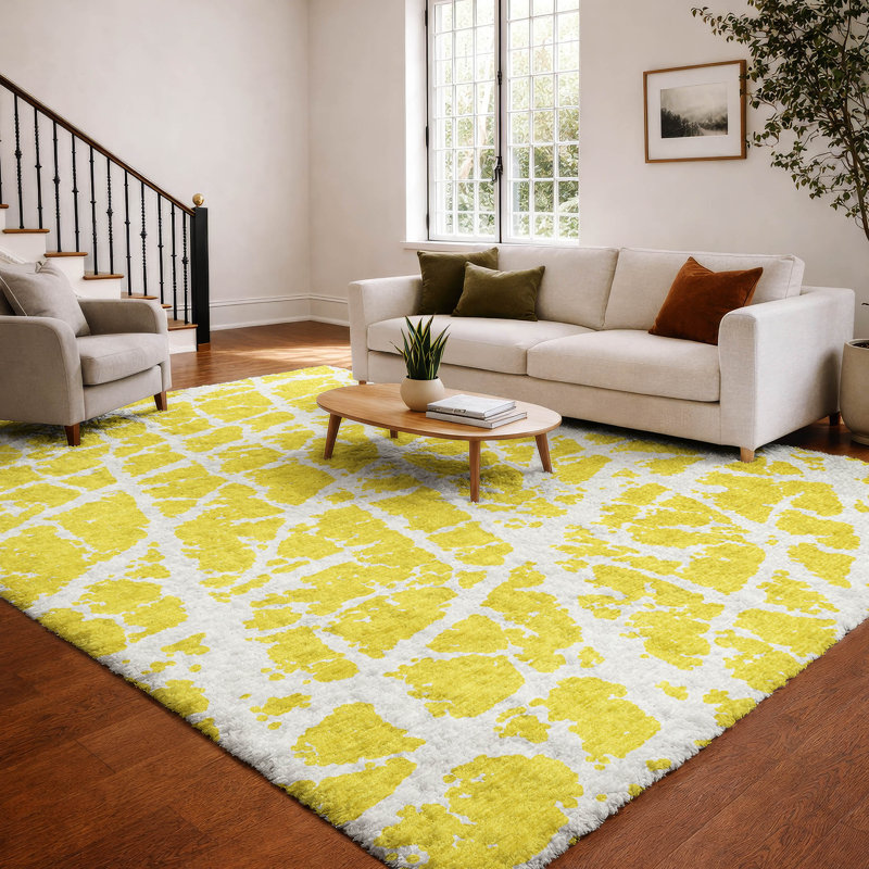 Tapis craquelé de première qualité ADS501, 8 pi x 10 pi, Jaune