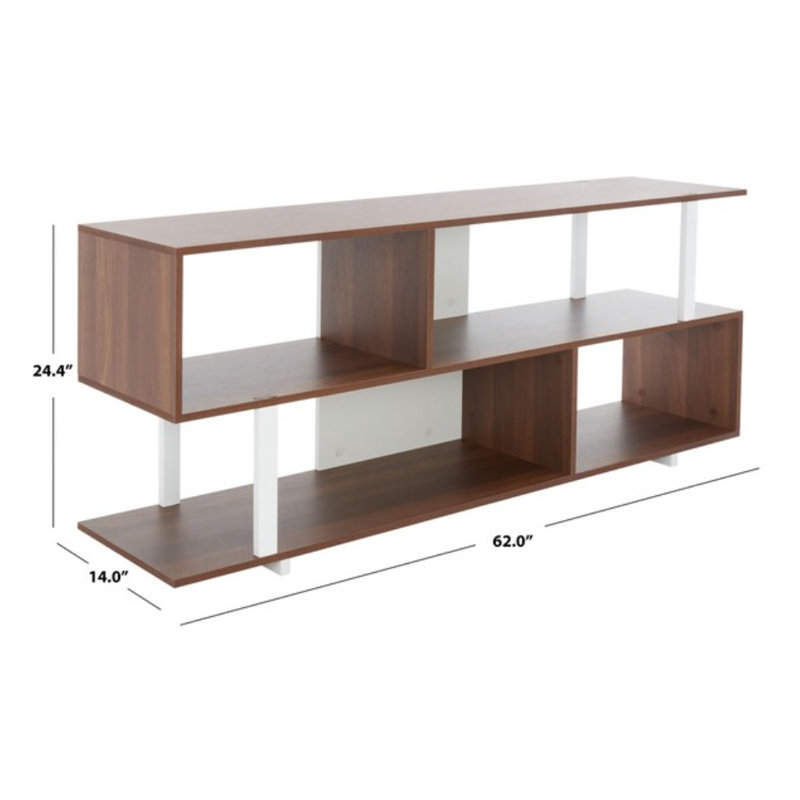 Jarrett Media Stand - Modern TV Console with Metal Accents, Entertainment Center, 67" W, Walnut/White