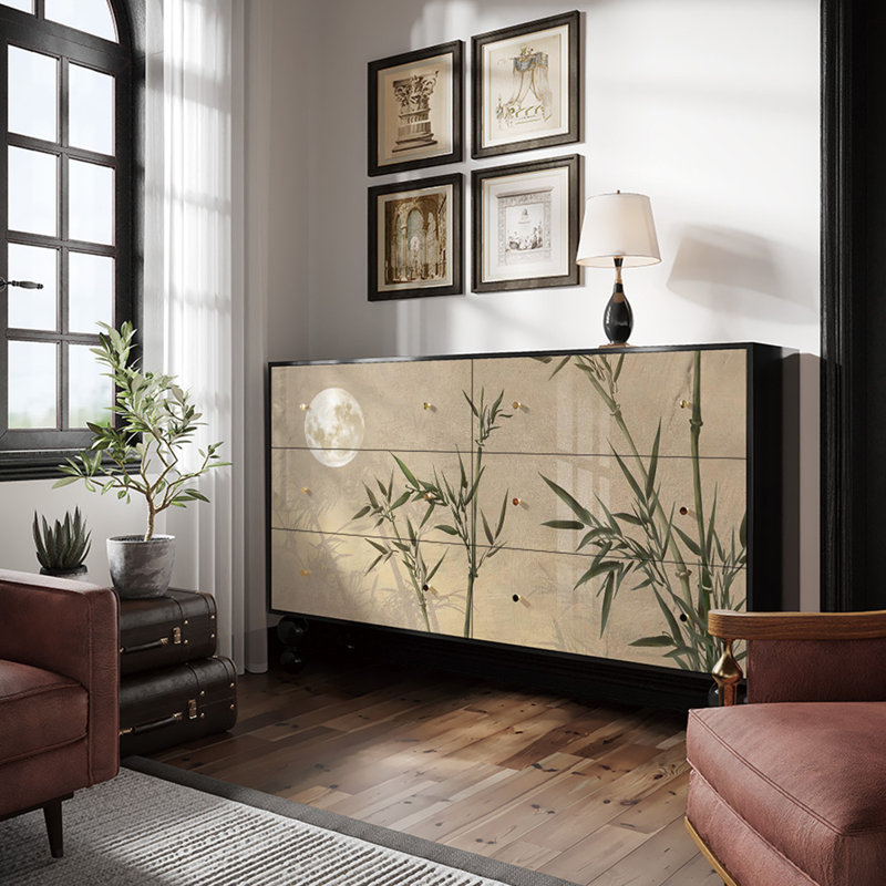 Armoire de rangement à six tiroirs en bois massif