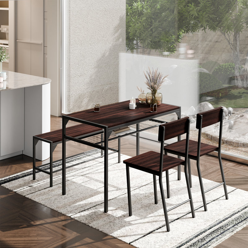 Deandrae 4‑Person Dining Table Set, Walnut