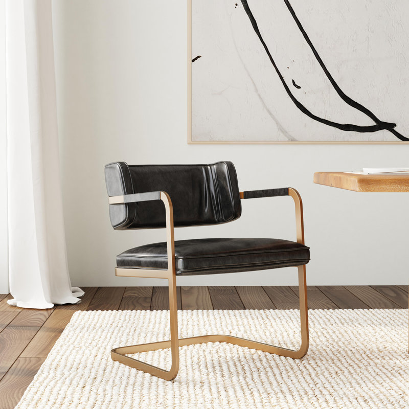 Fonda Leather Dining Chair, Black/Copper