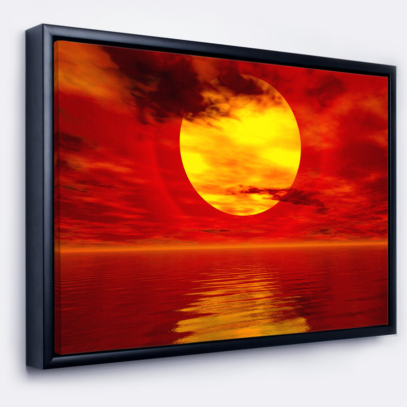 «Golden Sun Sink» - reproduction, H 12 po x l 20 po x P 1 po, Cadre noir