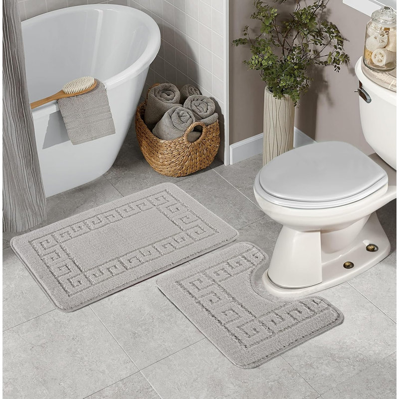 Manufactured Wood Non-Slip Bath Mat, Grey