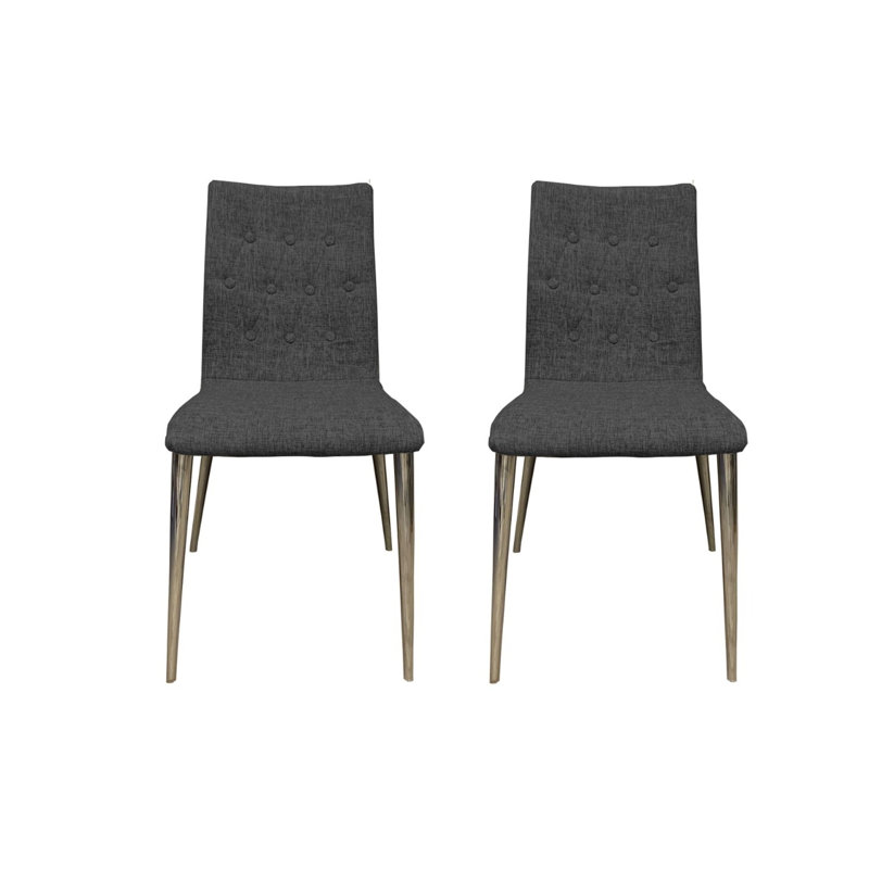 15'' H Linen Upholstered Side Chair, Gray