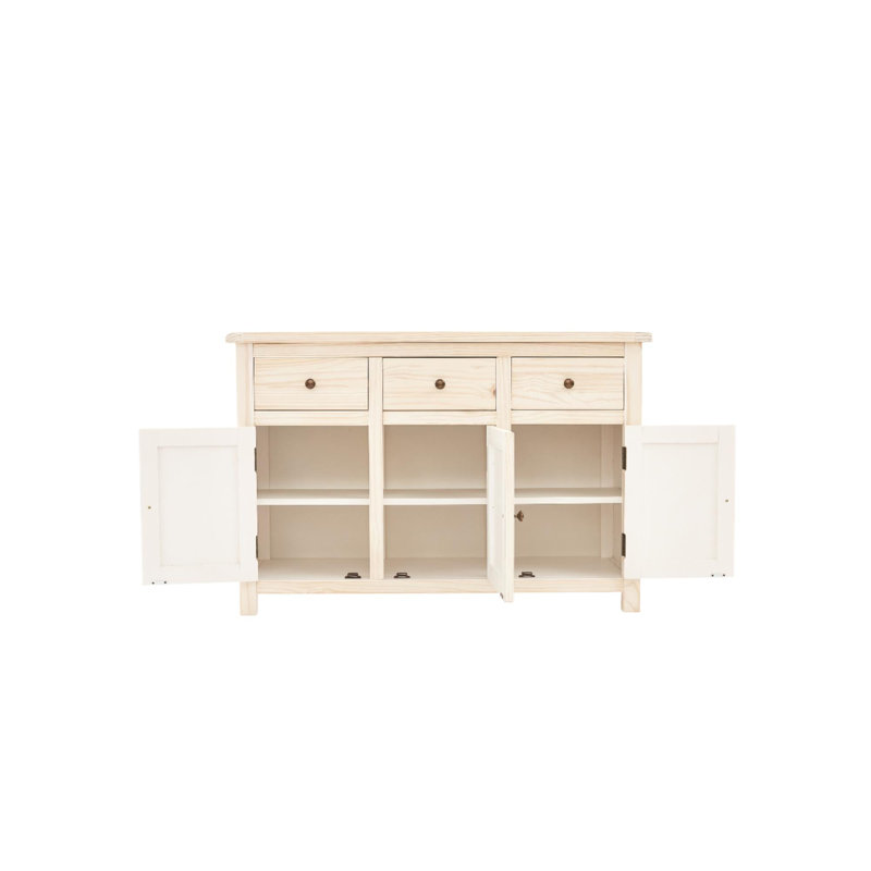 Solid Wood Sideboard (Long), White Washed