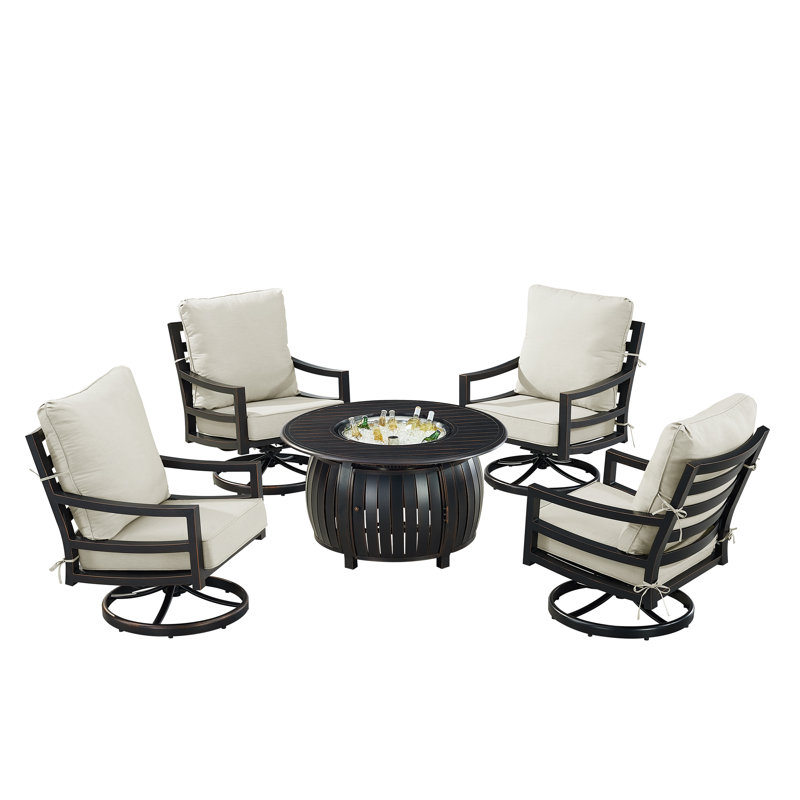 Ensemble de conversation d'extérieur pour 4 personnes avec coussins Ferryman, Gris clair