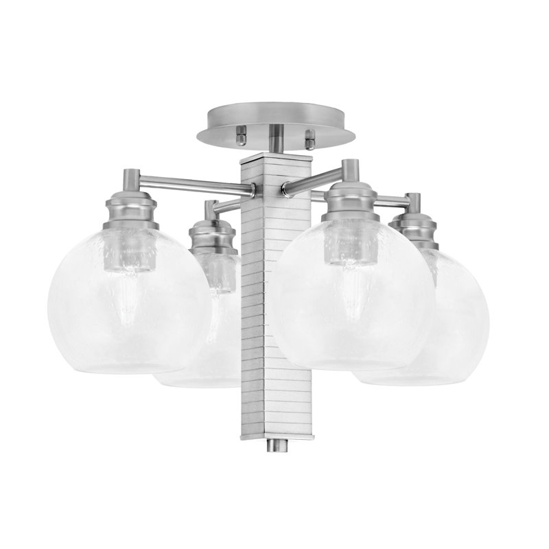 Plafonnier semi-encastré avec verre 5,75 po Edge, Nickel brossé, Clair