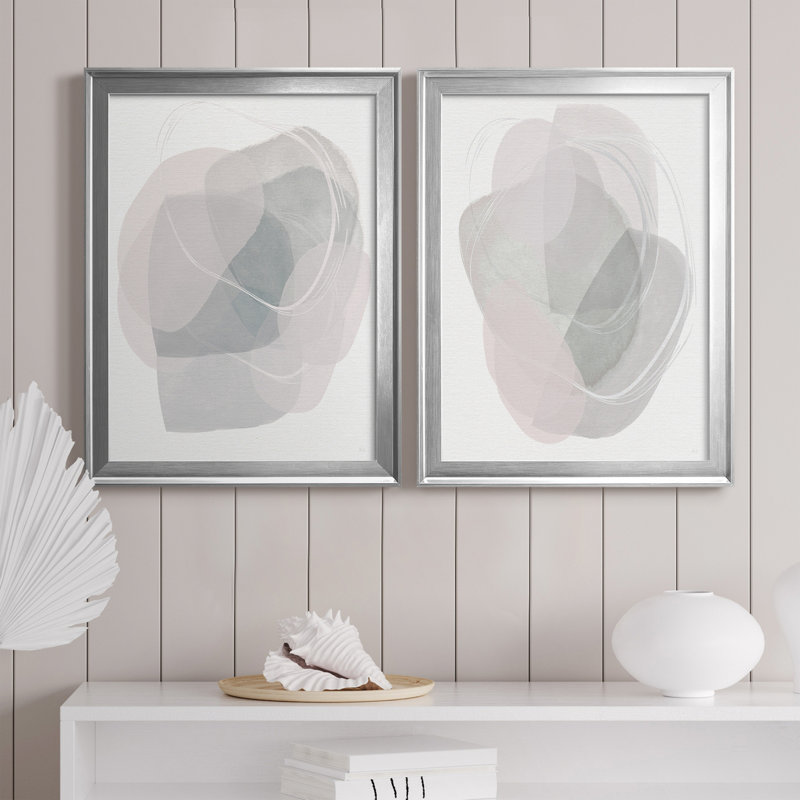 «River Jewels I», ensemble de 2 peintures sur toiles, Toile avec cadre argenté, H 18,5 po x l 49 po x P 1,5 po