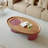 Oval Wood Coffee Table with Storage