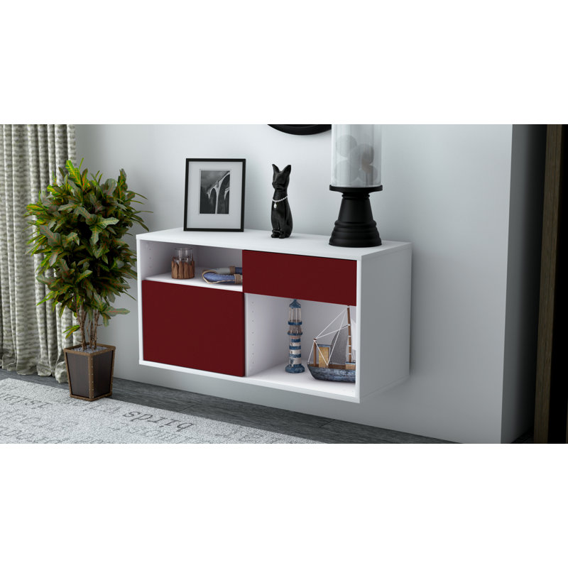 Matthieu Unfinished Floating TV Stand, Red