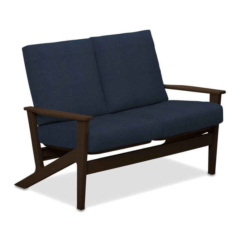 Chrisa 51.5'' Wide Loveseat with Cushions, Blend Indigo, Textured Kona