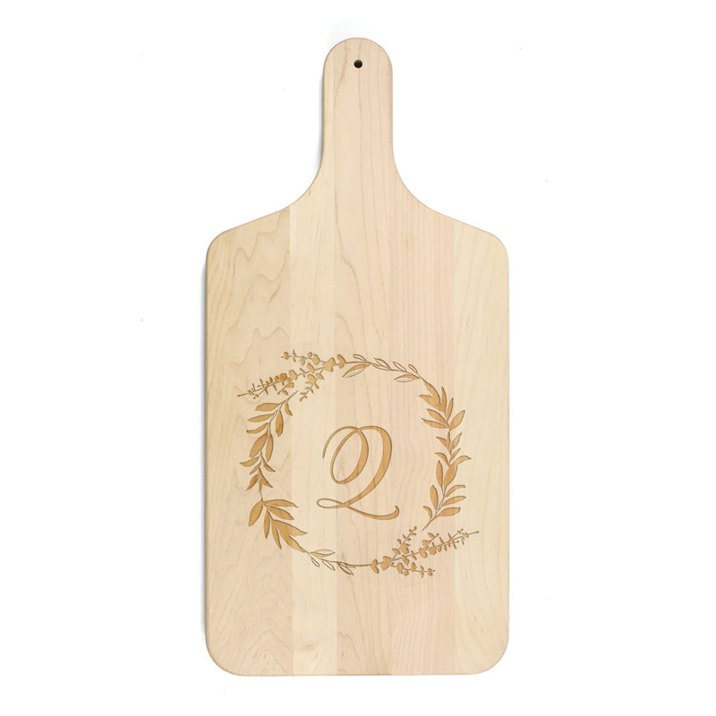 Floral Wreath Monogram - Q Cutting Board