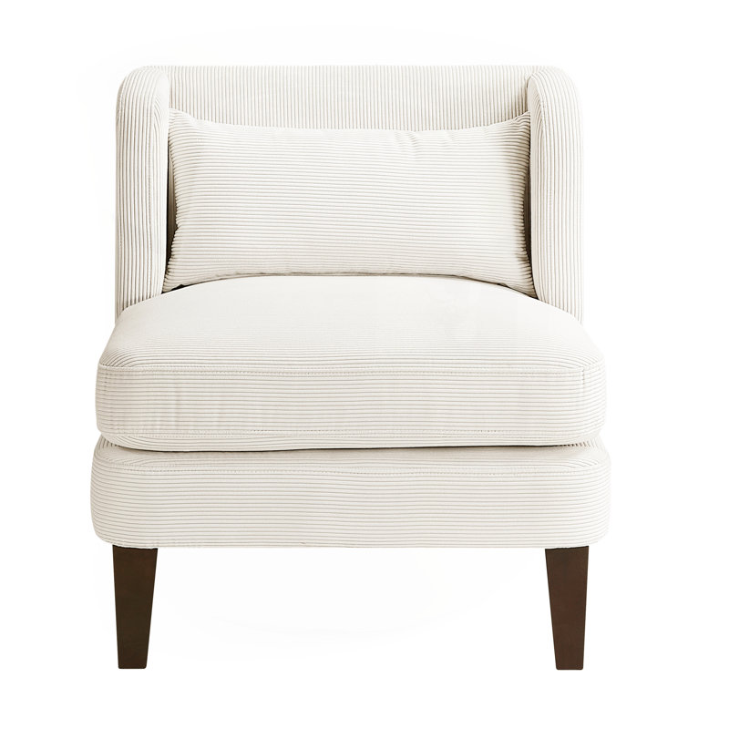 Elodie 27.5" Mid-Century Modern Armless Accent Chair, Beige Velvet