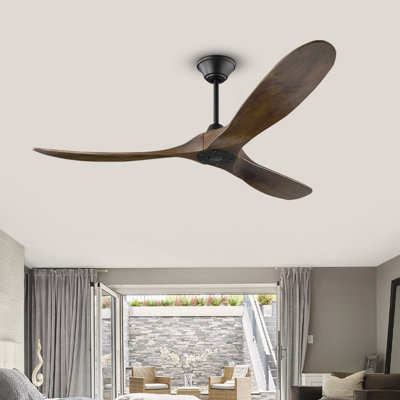 Reversible Dc Motor Ceiling Fan Featuring Premium Solid Wood Blades And App Based Smart Control,Suitable For Bedrooms, Living Rooms, And Covered Patios