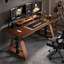 Bureau rectangulaire en bois massif et acier de couleur noyer noir-108205851