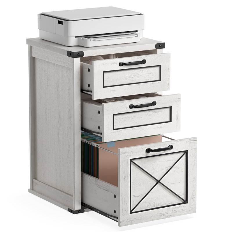 17.7 Wide 3 Drawers Filing Cabinet, White