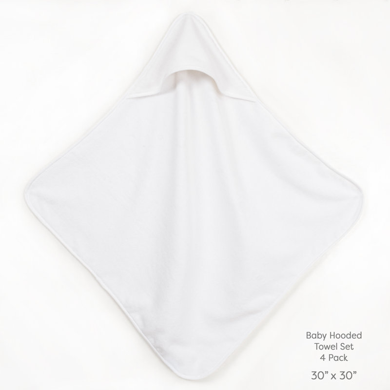 Ensemble de 4 serviettes de bain 100% coton, Blanc