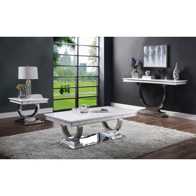 Furey 3 - Piece Marble Top Living Room Table Set