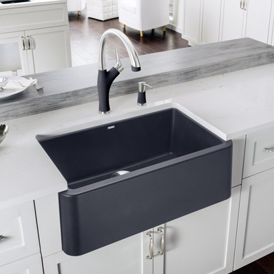 Évier de ferme à tablier frontal à simple cuve 30 po Ikon SILGRANIT - Anthracite