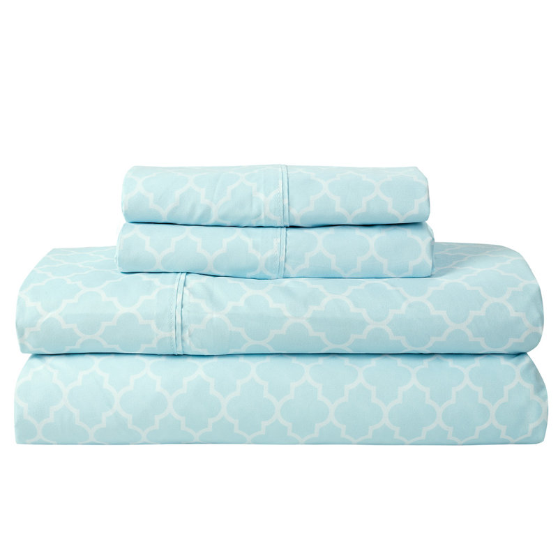 MF922933 Microfiber Percale Sheet Set, Twin, Ogee Geometric