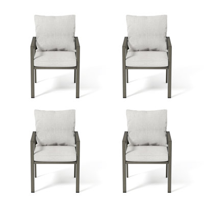 Chaises de patio en aluminium 4 pièces avec coussins gris clair Merrill