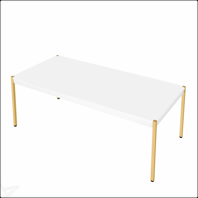 Table basse Otrac à finition blanche et dorée, élégante et durable pour les espaces de vie modernes et traditionnels.