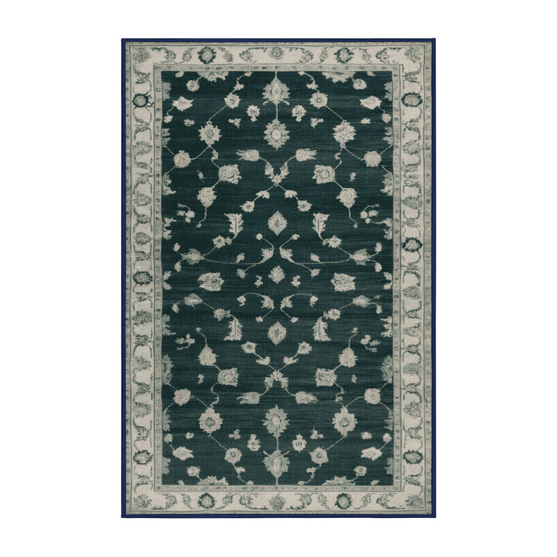 Machine Washable Overdyed Blue Area Rug, Rectangle 2' x 3'
