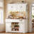 47.2" Wide Pantry Cabinet with Drop Leaf and Charging Station, Walnut