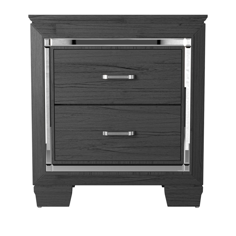 Table de chevet 2 tiroirs Oscar, Gris