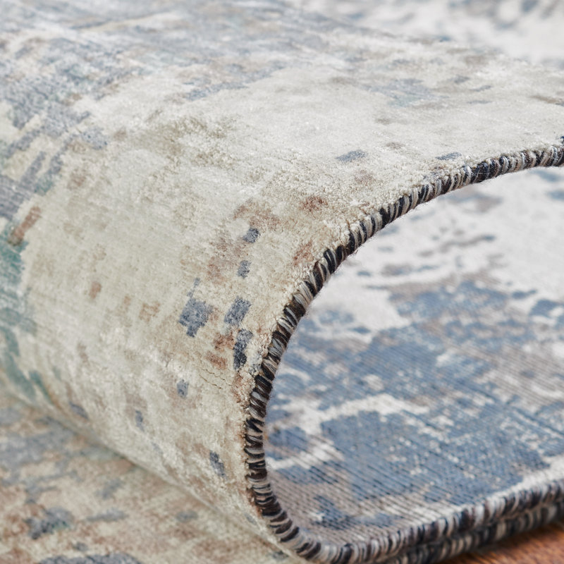 Abstract Area Rug in Blue, Rectangle 8'6" x 11'6"