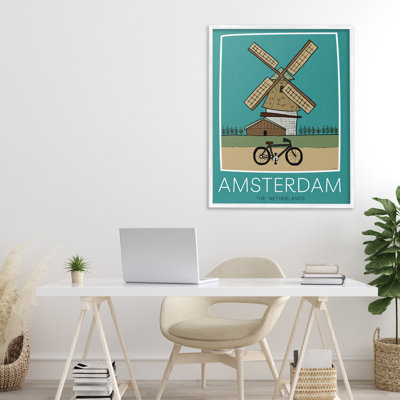 Affiche de moulin à vent Amsterdam, giclée, conception par Hugo Edwins