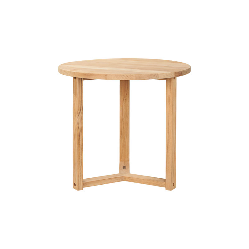 Large Round Teak Outdoor Cross Legs Nesting Side Table, 21.75"H x 23.5"D x 23.5"W