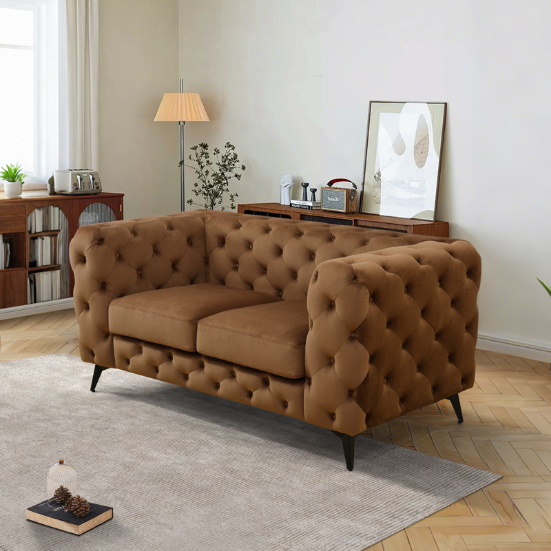 Causeuse modulaire en microfibre brune