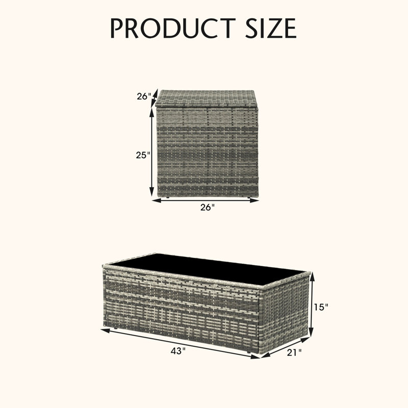 Outdoor Coffee Table With 73-gallon Deck Box